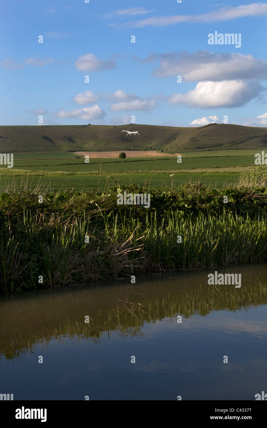 View to the Alton Barnes White Horse Milk Hill Wiltshire England UK