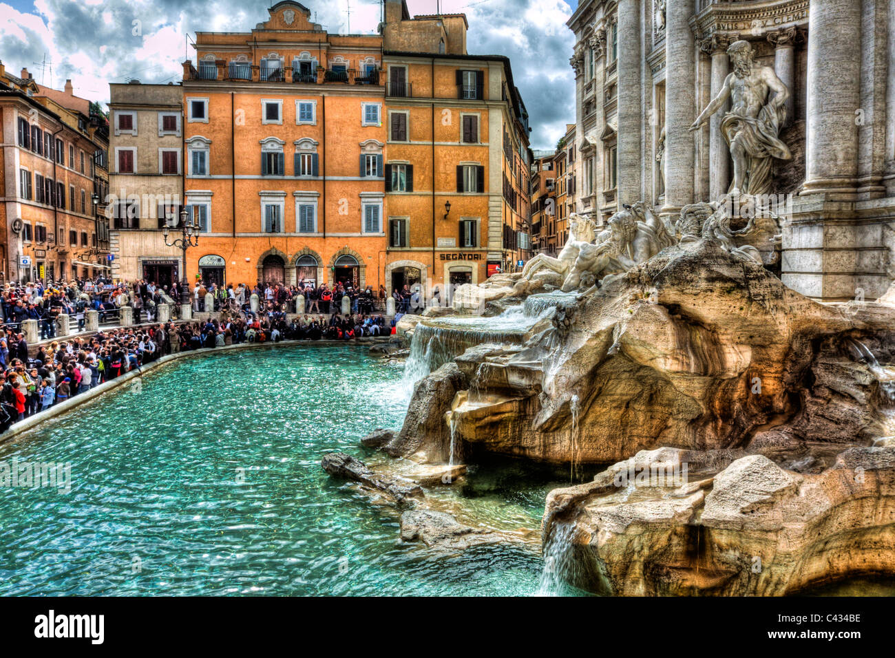 rome The Trevi fountain is at the ending part of the Aqua Virgo, an aqueduct constructed in 19 BC. Tourist travel destination Stock Photo