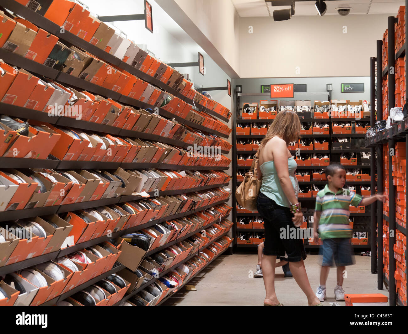 shoes for sale at NIke outlet store, Tanger Outlets, Lancaster Stock Photo  - Alamy