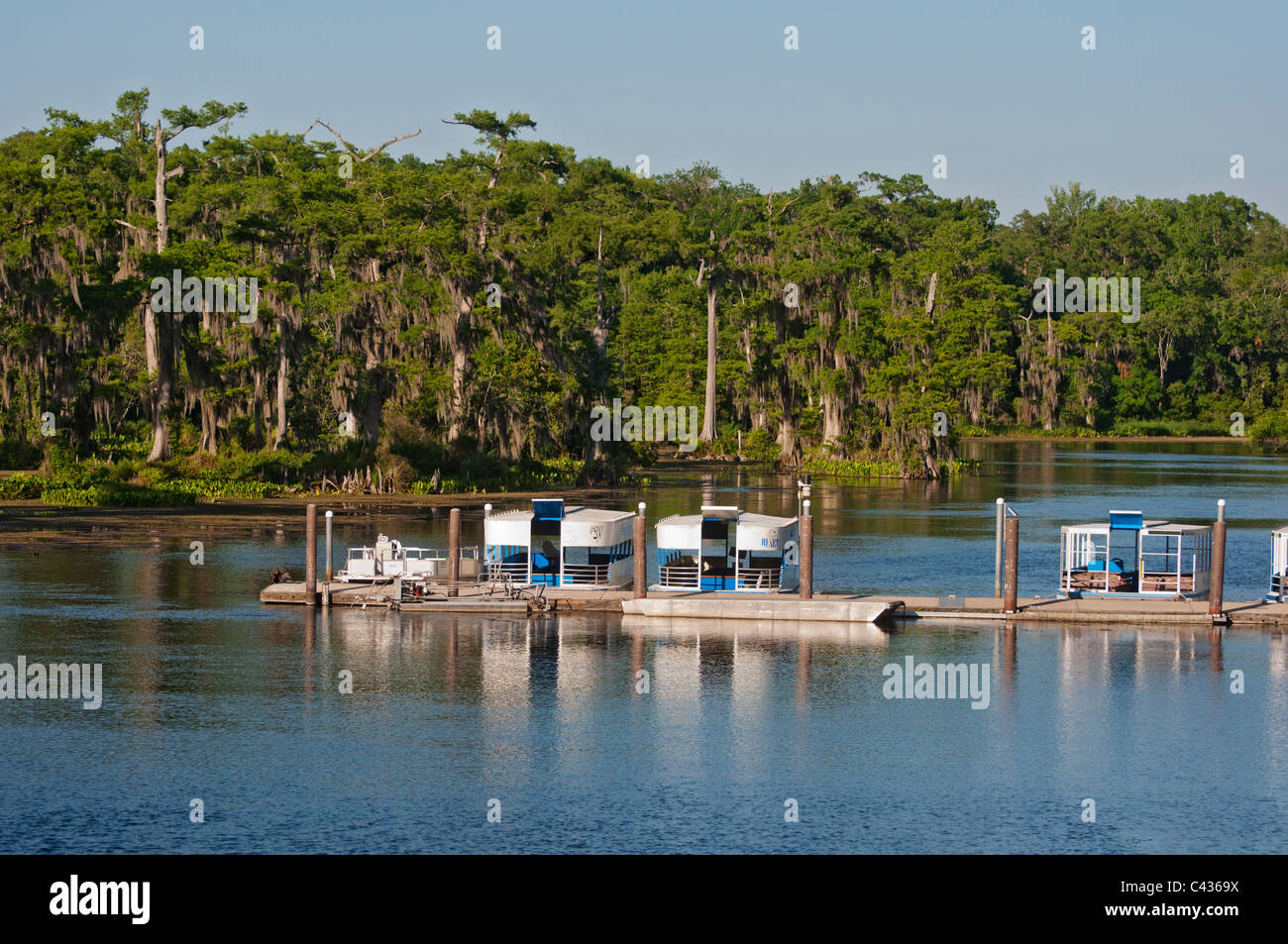 Wakulla Springs State Park near Tallahassee Florida sightseeing tour boats. Stock Photo