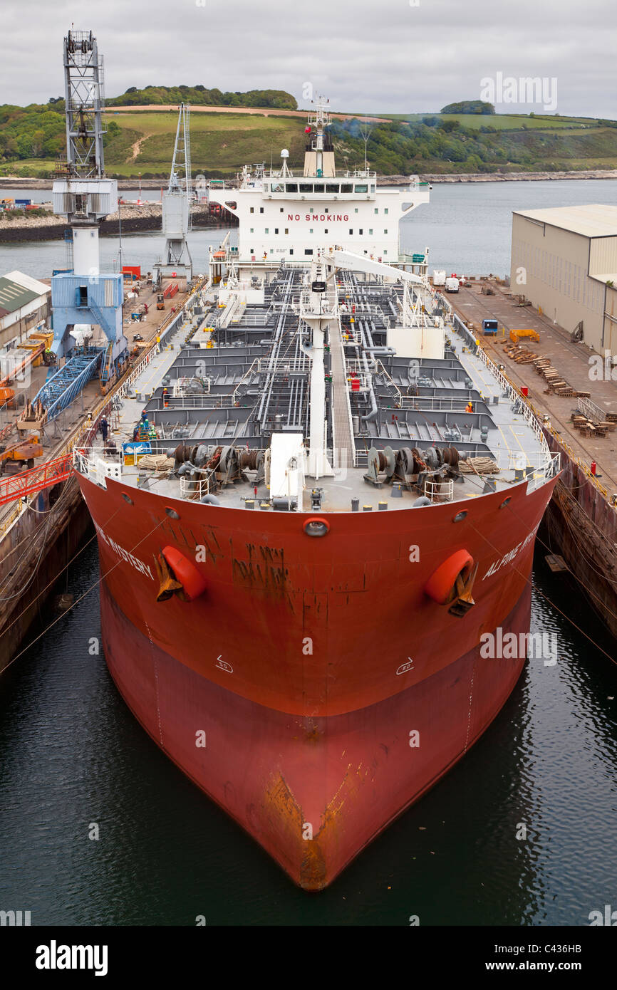 The 'Alpine Mystery' tanker in dock at Falmouth, Cornwall, UK Stock Photo