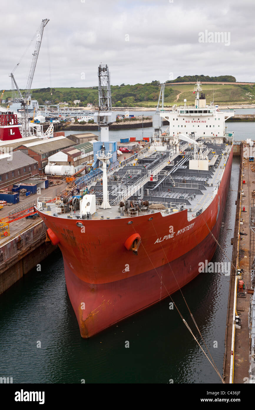 The 'Alpine Mystery' tanker in dock at Falmouth, Cornwall, UK Stock Photo