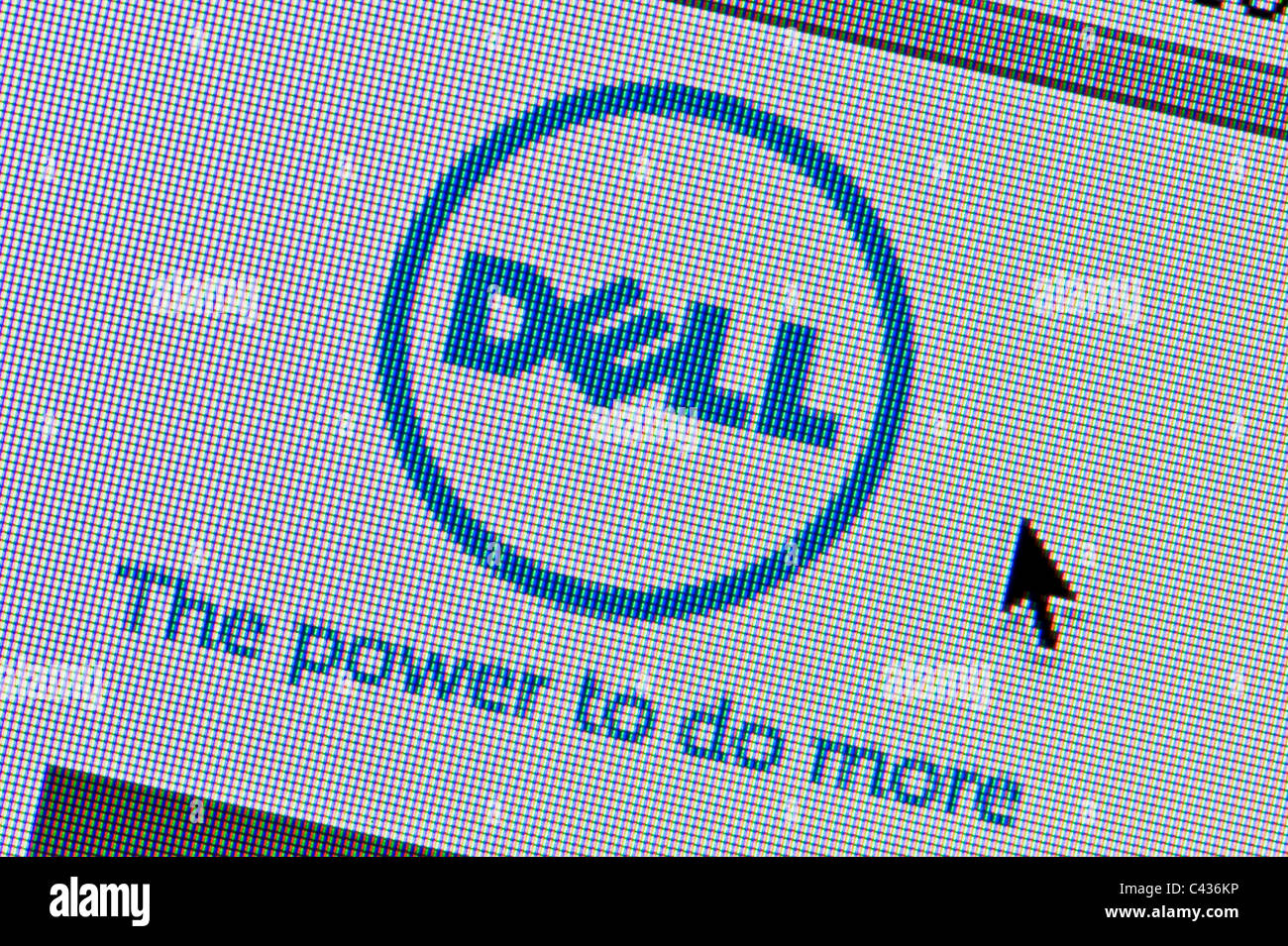 Close up of the Dell logo as seen on its website. (Editorial use only: print, TV, e-book and editorial website). Stock Photo