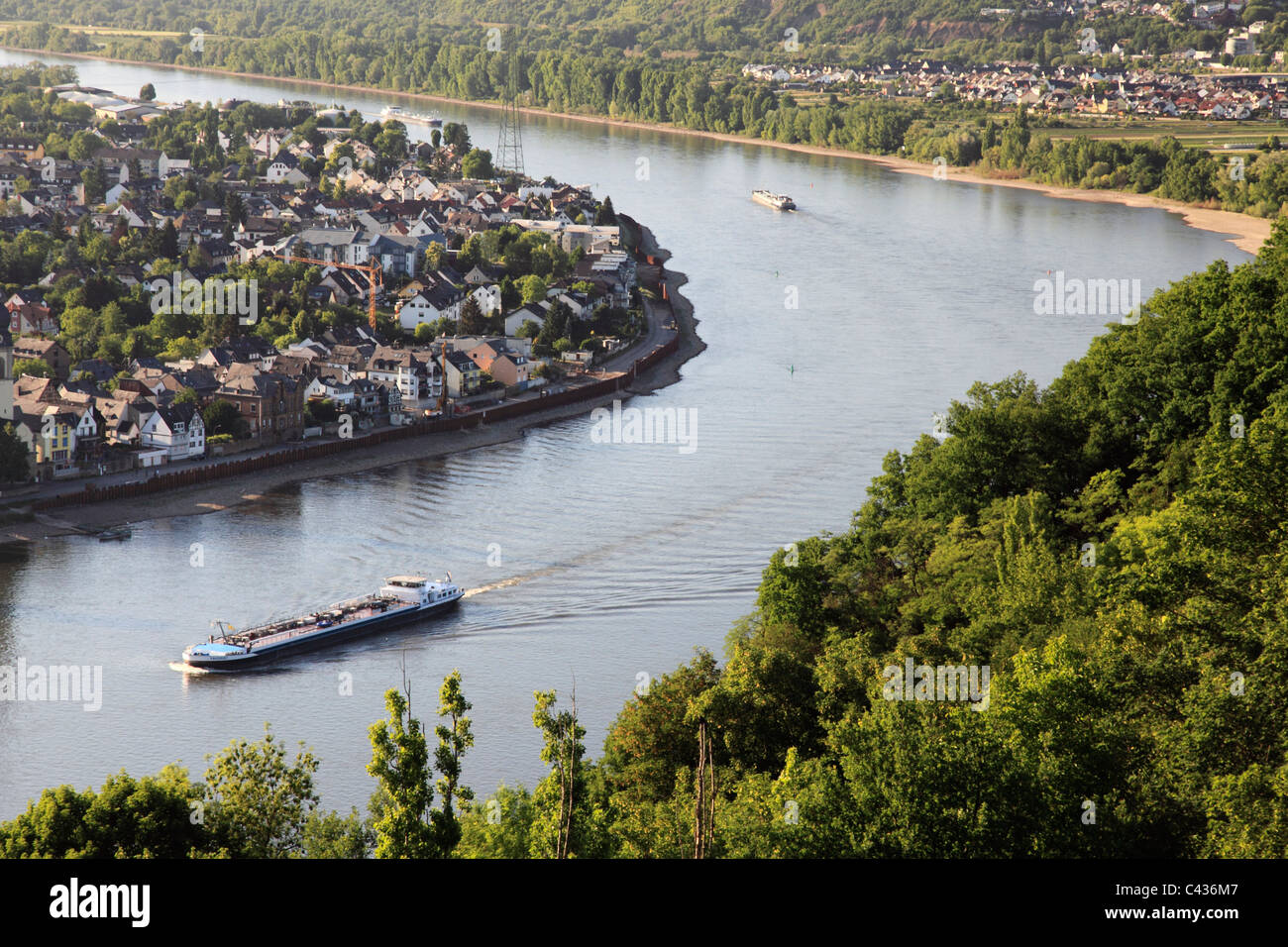 Fortress Ehrenbreitstein above Rhine river in Koblenz, Germany Stock Photo