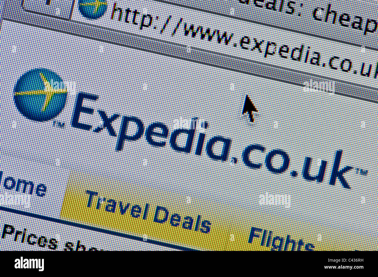 Close up of the Expedia logo as seen on its website. (Editorial use only: print, TV, e-book and editorial website). Stock Photo