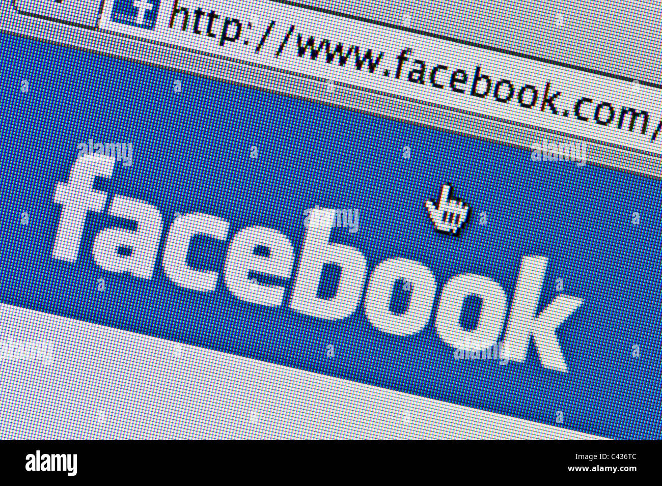 Close up of the Facebook logo as seen on its website. (Editorial use only: ­print, TV, e-book and editorial website). Stock Photo