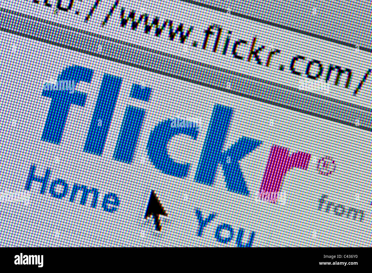 Close up of the Flickr as seen on its website. (Editorial use only: print, TV, e-book and editorial website). Stock Photo