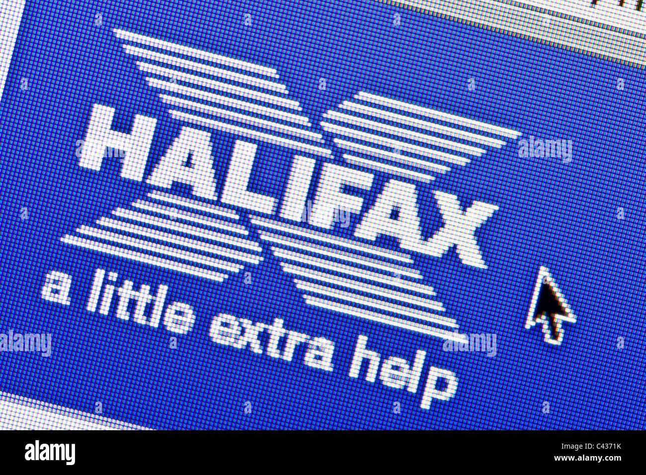 Close up of the Halifax logo as seen on its website. (Editorial use only: print, TV, e-book and editorial website). Stock Photo