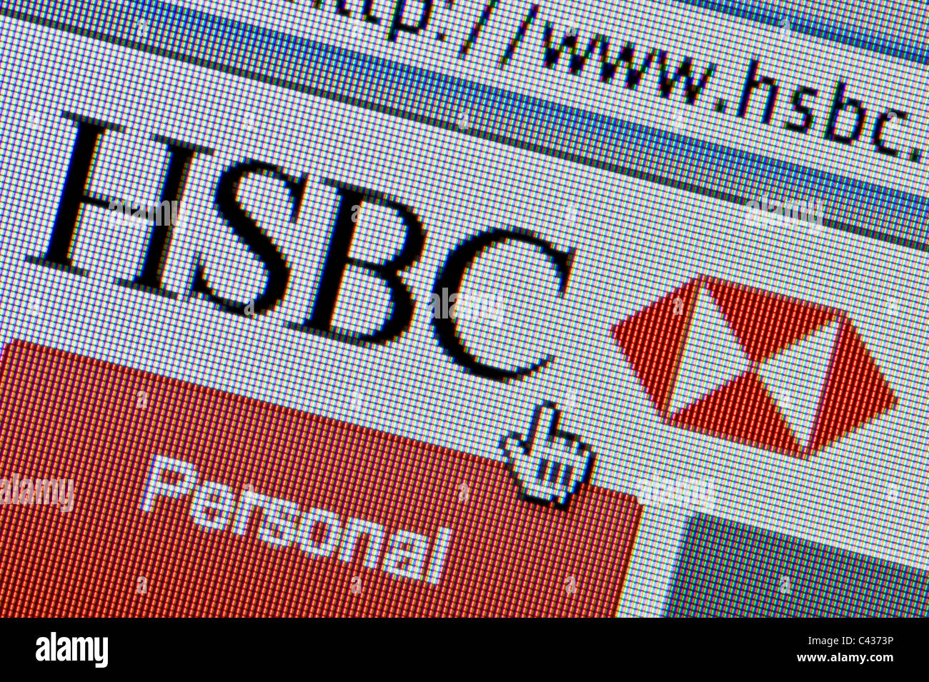 Close up of the HSBC logo as seen on its website. (Editorial use only: print, TV, e-book and editorial website). Stock Photo