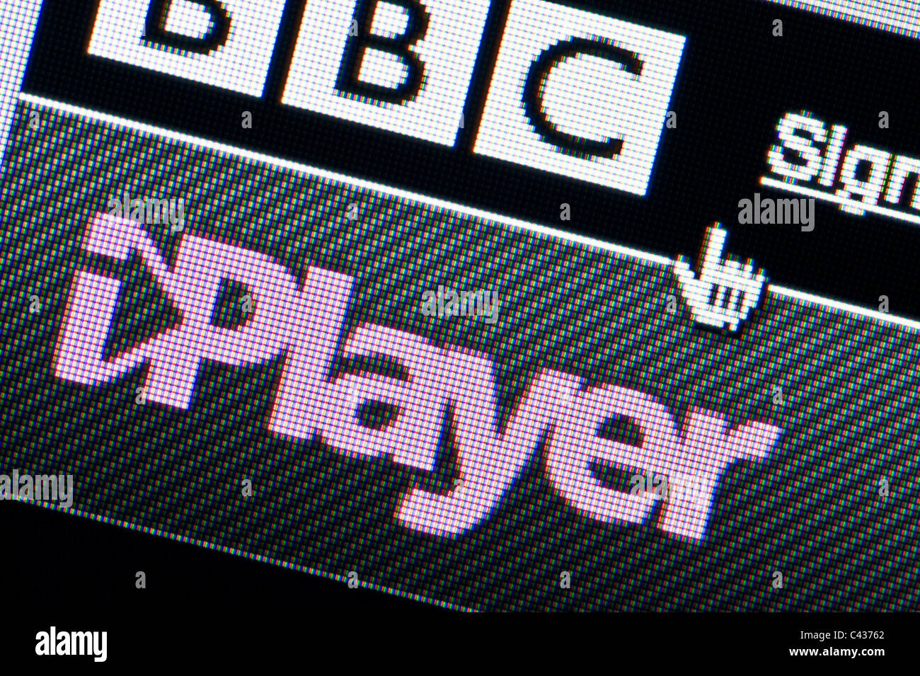 Close up of BBC iPlayer Desktop Manager as seen on BBC website. (Editorial use only: print, TV, e-book and editorial website). Stock Photo