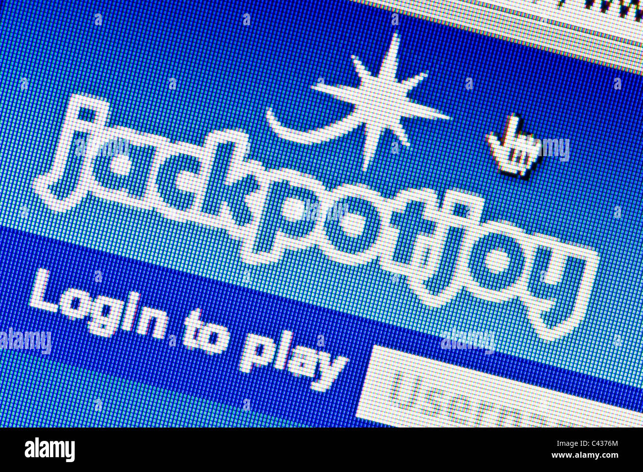 Close up of the Jackpotjoy logo as seen on its website. (Editorial use only: print, TV, e-book and editorial website). Stock Photo
