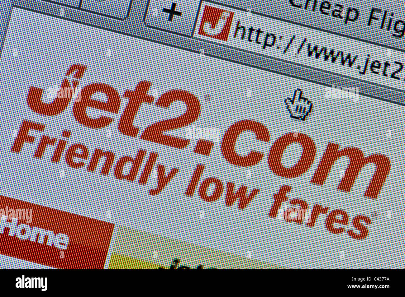 Close up of the jet2 logo as seen on its website. (Editorial use only: print, TV, e-book and editorial website). Stock Photo