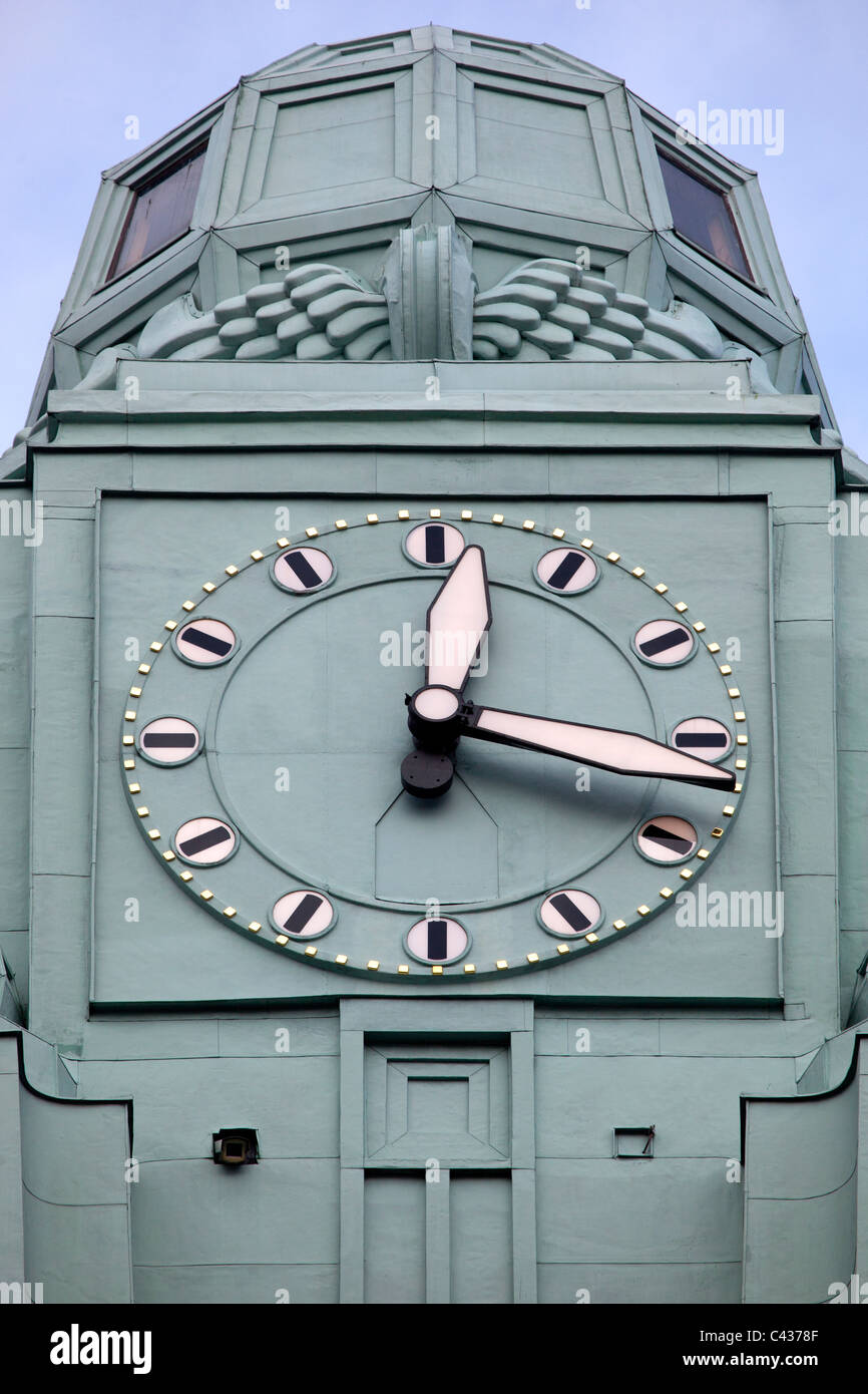 Clock Tower Detail Rautatieasema Train Station Helsinki Finland Stock