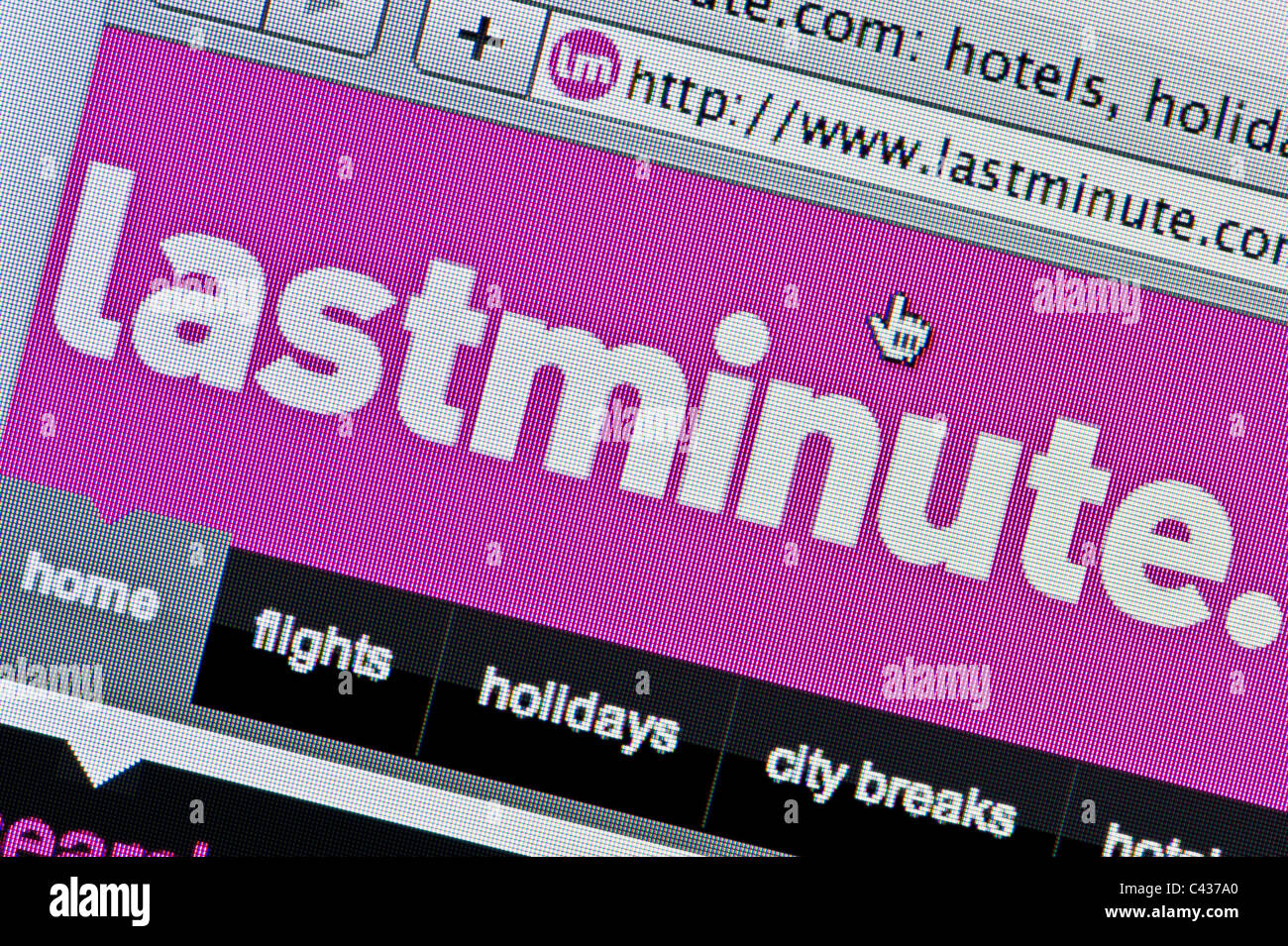 Close up of the Lastminute.com logo as seen on its website. (Editorial use only: print, TV, e-book and editorial website). Stock Photo