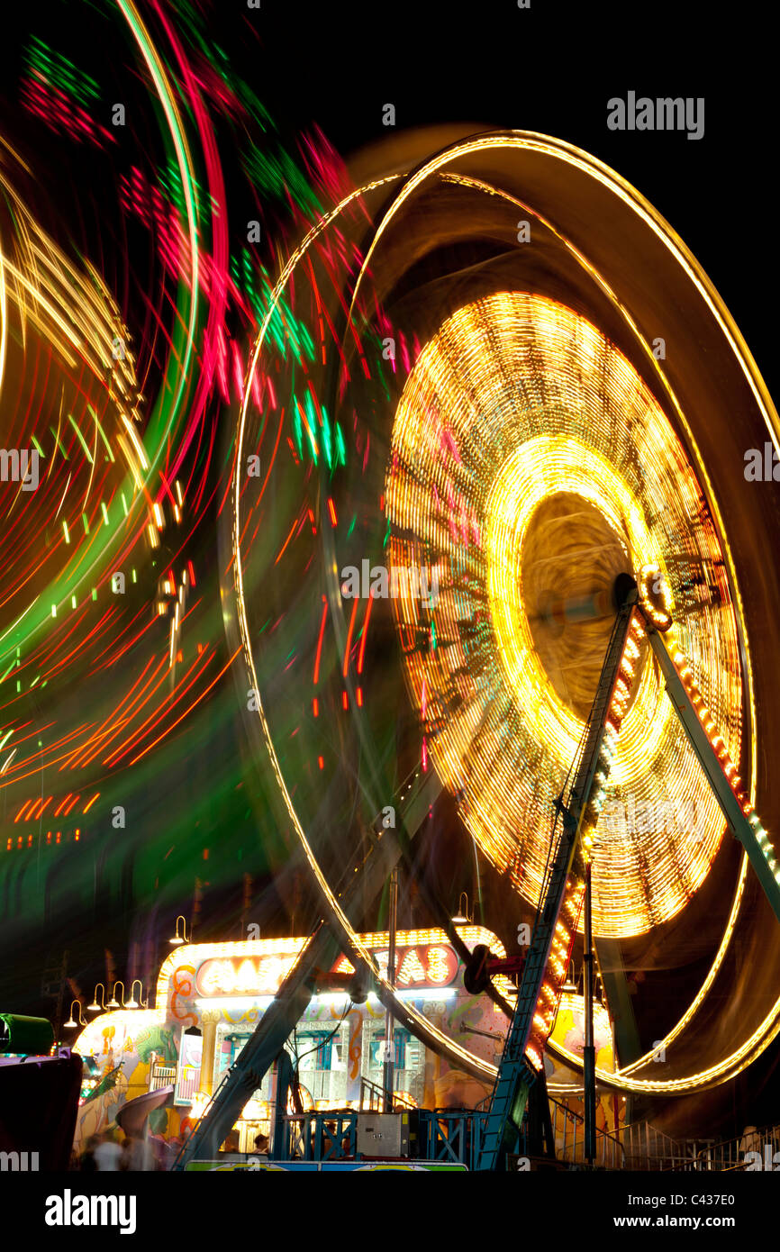 Fairground light trails at benton County Fair Corvaliis Oregon USA