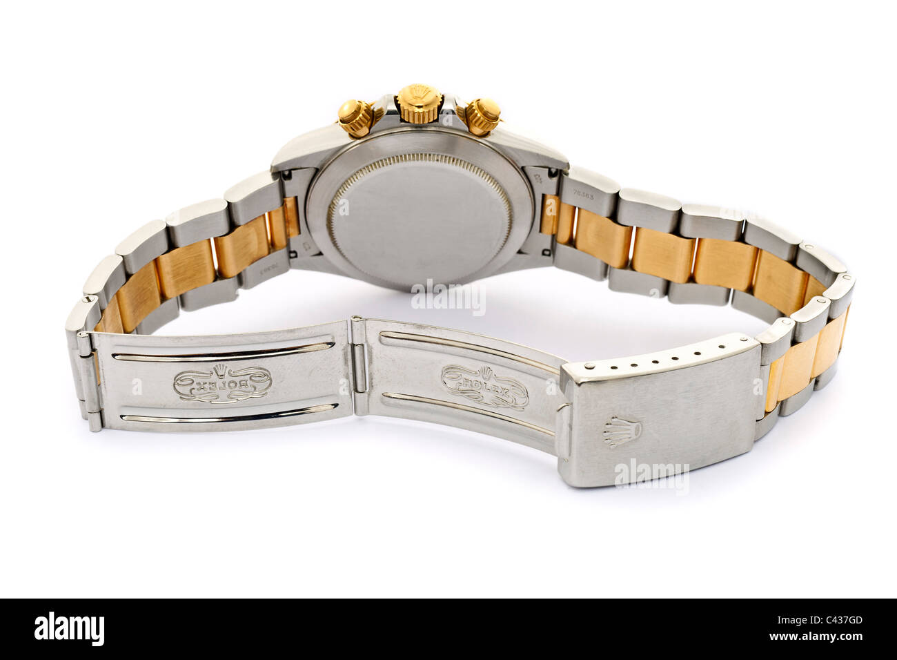 Rolex Daytona Cosmograph Oyster Perpetual Chronometer 18k gold and steel Swiss chronograph wrist watch JMH4902 Stock Photo