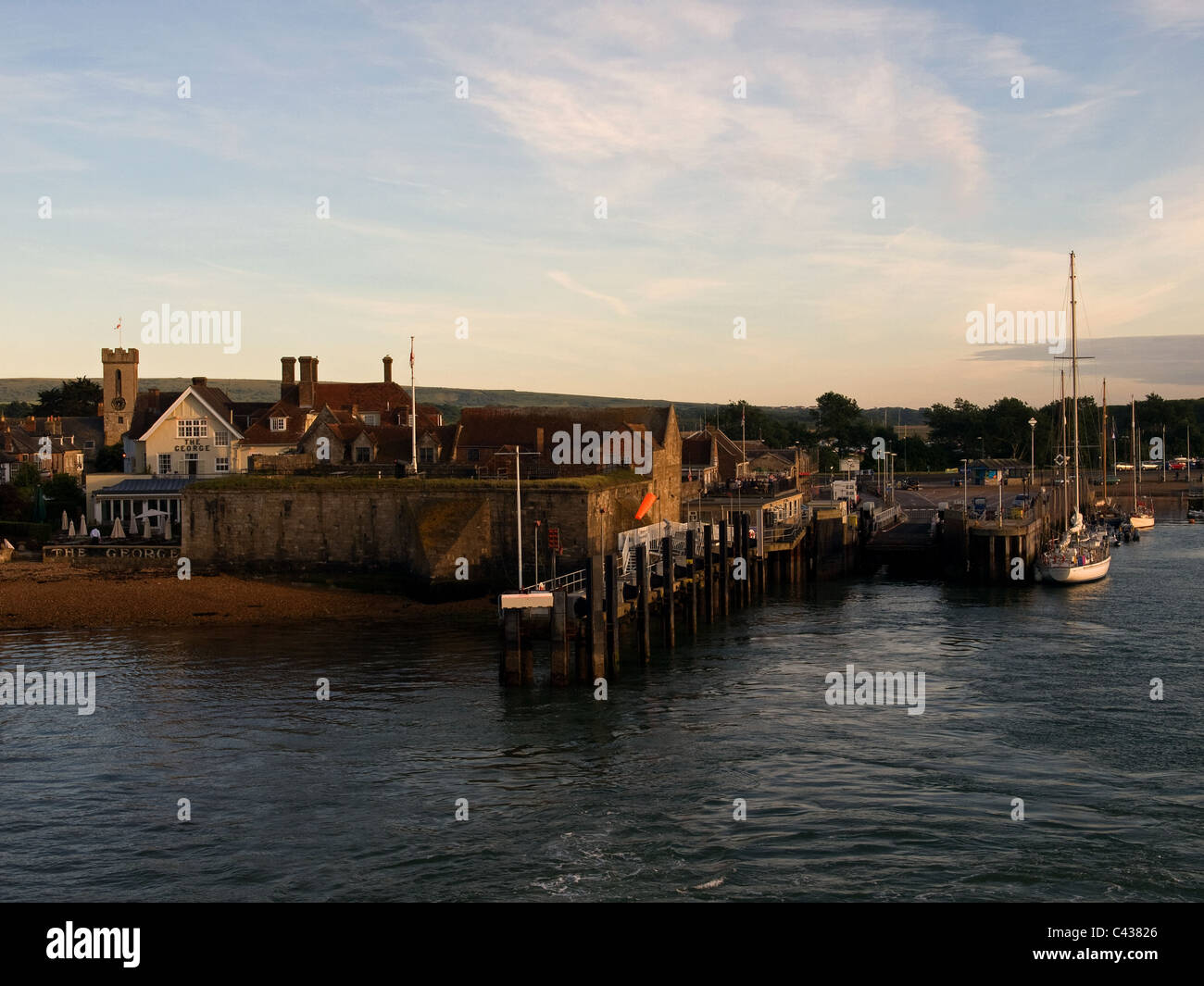 Yarmouth Castle and Wightlink ferry terminal Yarmouth Isle of Wight Hampshire England UK early evening Stock Photo