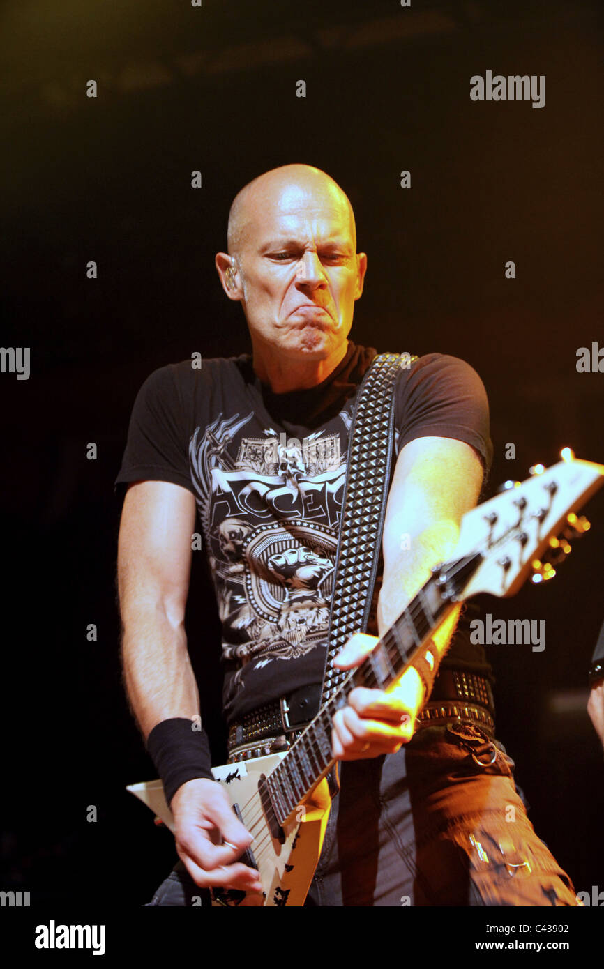 Accept - Concert at Best Buy Theater, New York, April 16, 2011, Mark Tornillo, Herman Frank, Peter Baltes, Wolf Hoffman Stock Photo