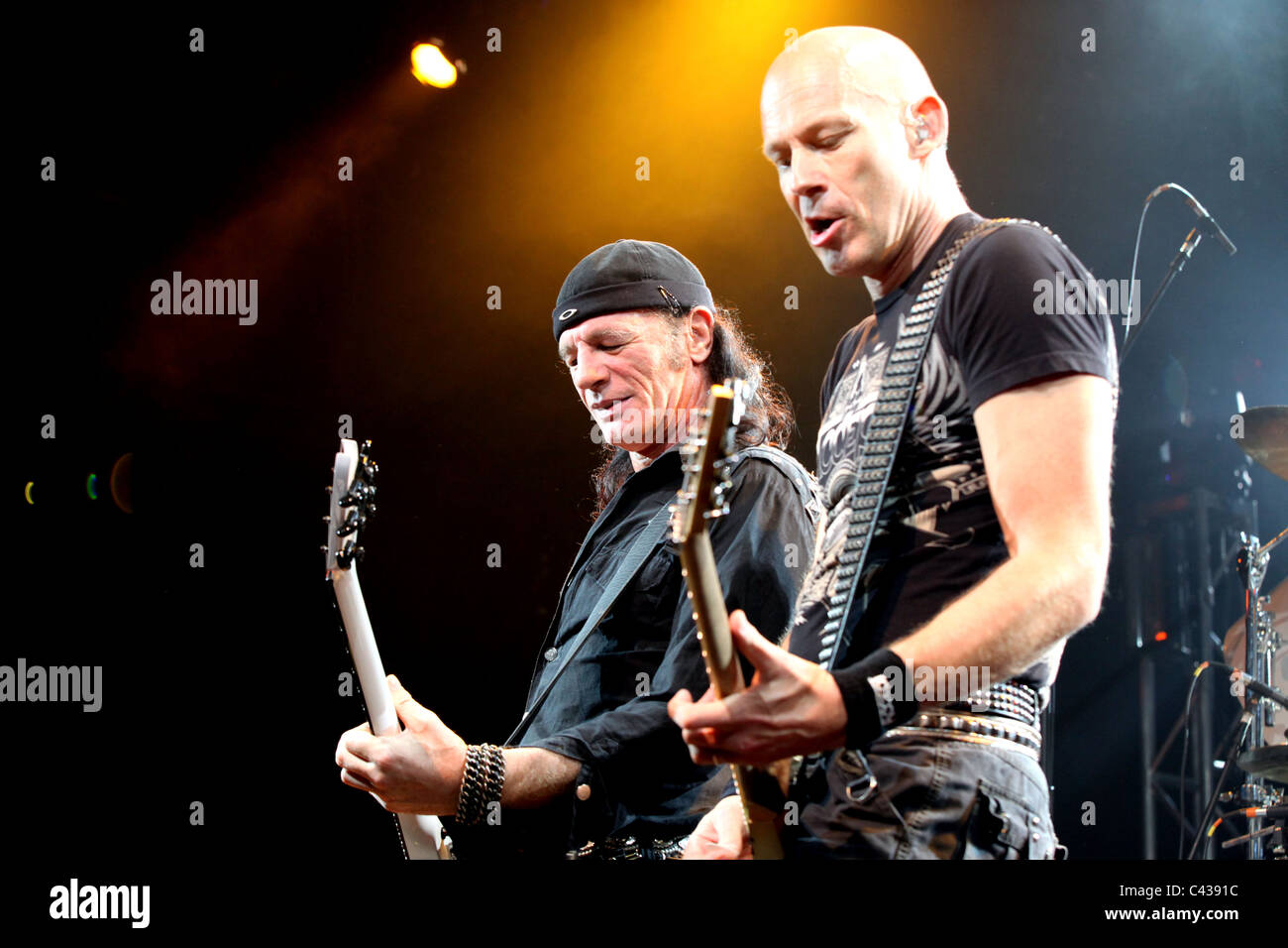 Accept - Concert at Best Buy Theater, New York, April 16, 2011, Mark Tornillo, Herman Frank, Peter Baltes, Wolf Hoffman Stock Photo