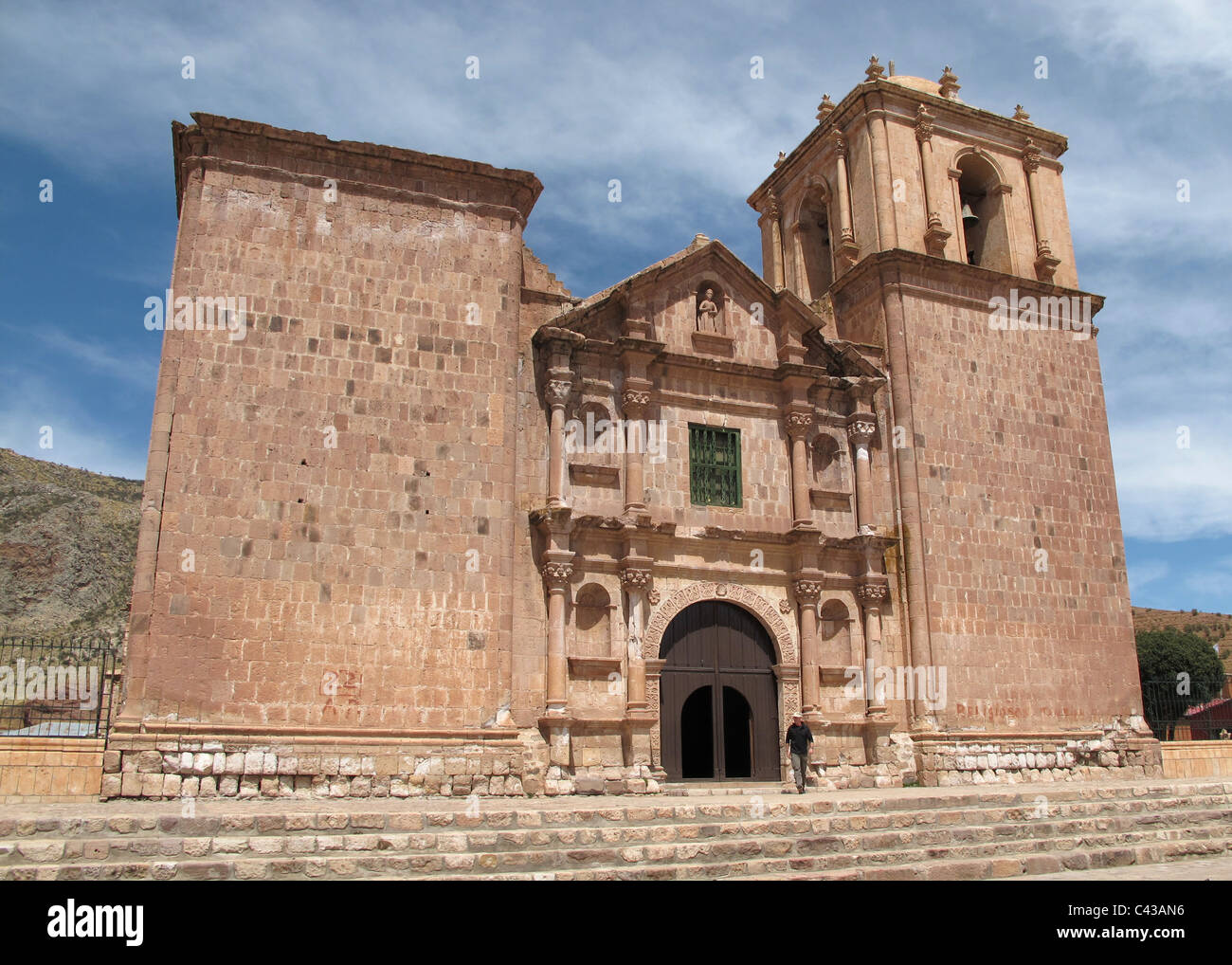 Sandstone church in Puno, Santiago de Pupuja, near lake titicaca, Peru Stock Photo