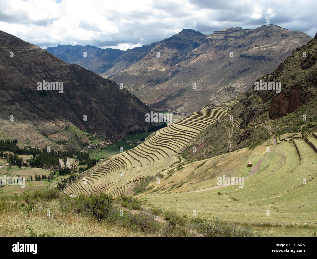 terraced farming near Pisaq, sacred valley, urubamba valley Stock Photo