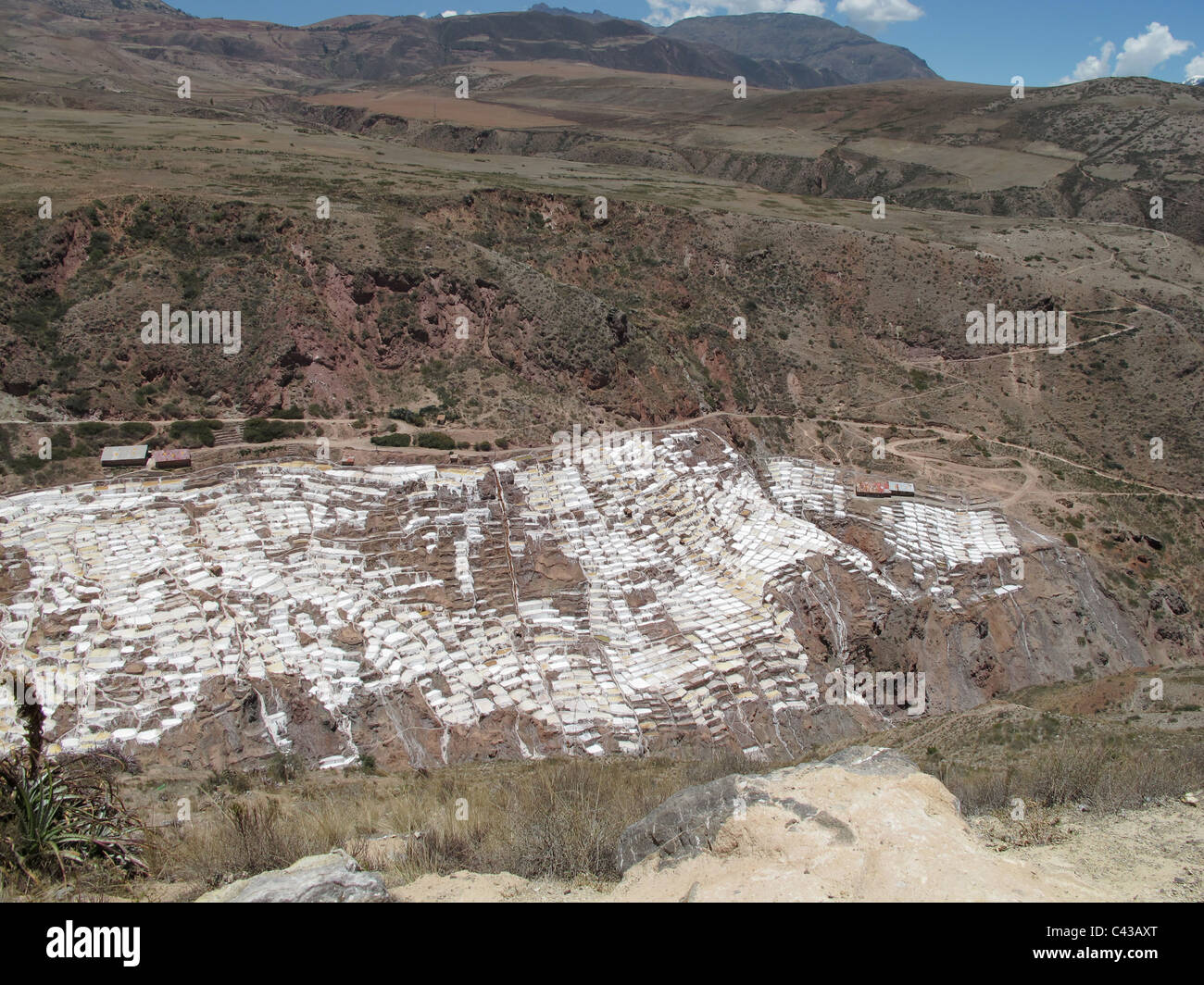 Salt terraces at maras near Cusco, Peru Stock Photo