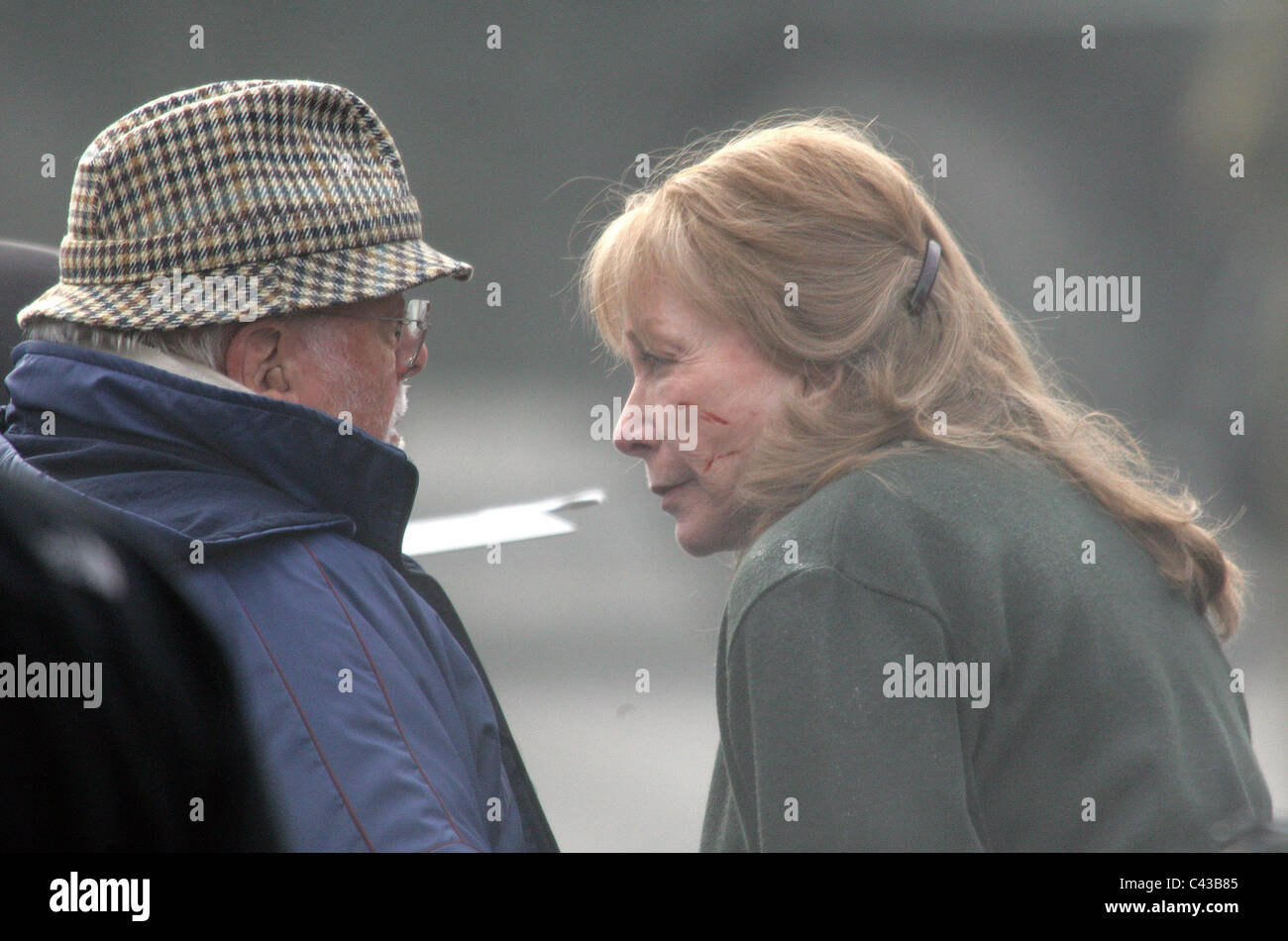 Sir Richard Attenborough watches over actress Shirley MacLaine during filming in north Belfast Sir Richard Attenborough watches over actress Shirley MacLaine during filming in north Belfast