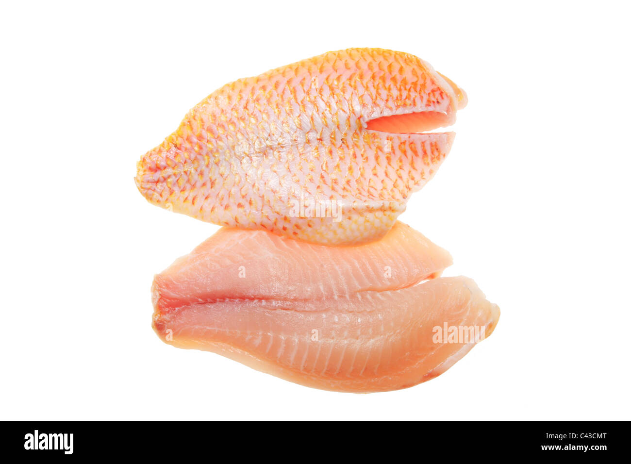 Red snapper fish fillets isolated on white Stock Photo