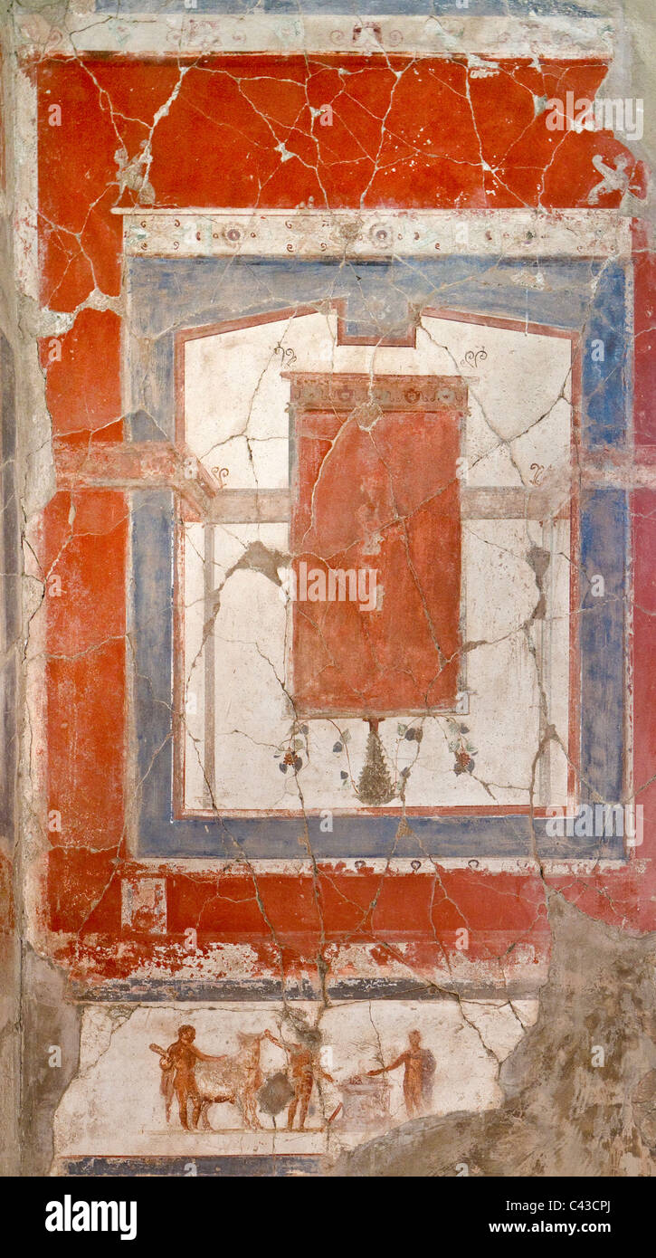 Mural at the ancient Roman town of Herculaneum Stock Photo