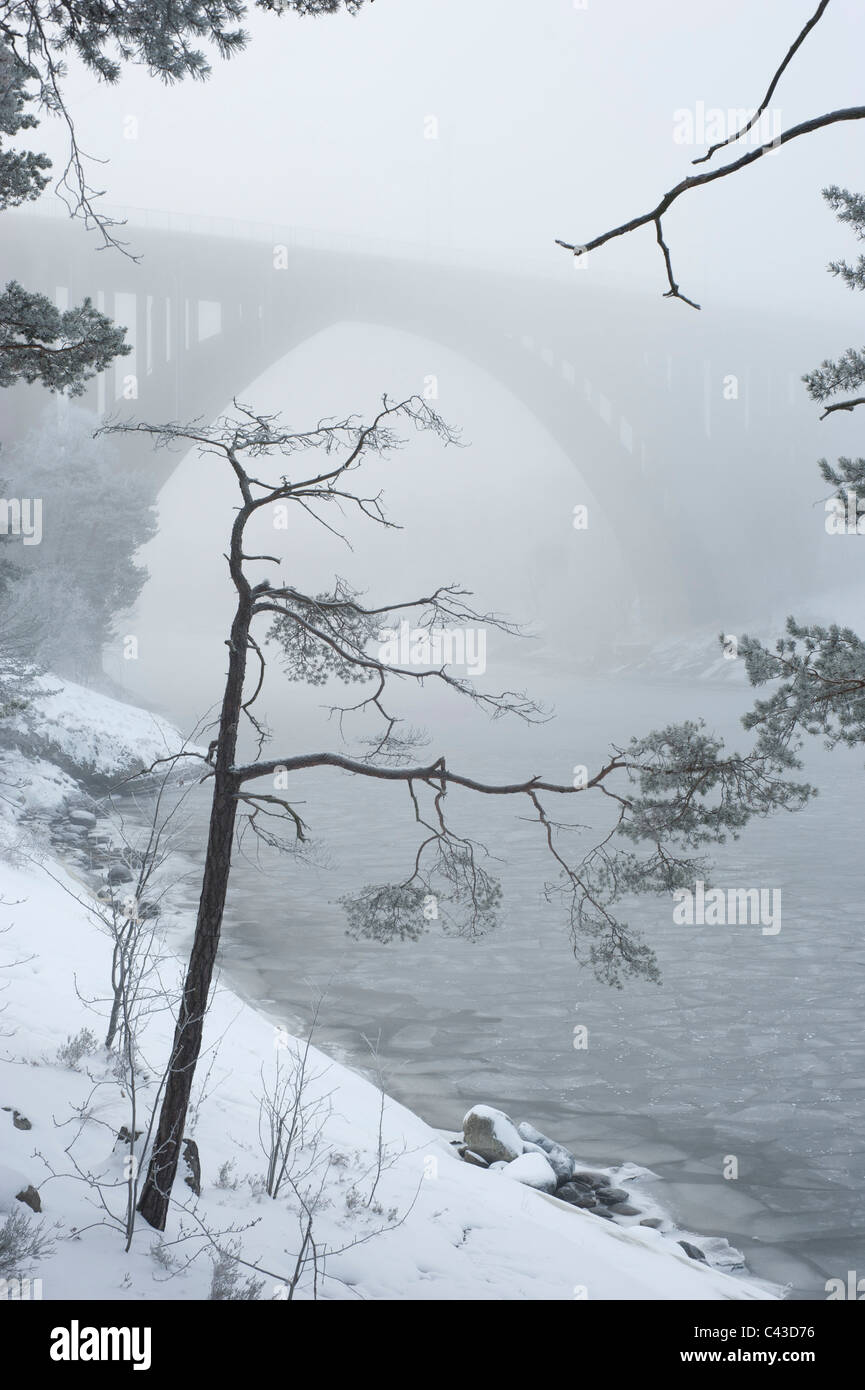 Skurubron (the Skuru bridge) in Nacka, Sweden in winter Stock Photo - Alamy