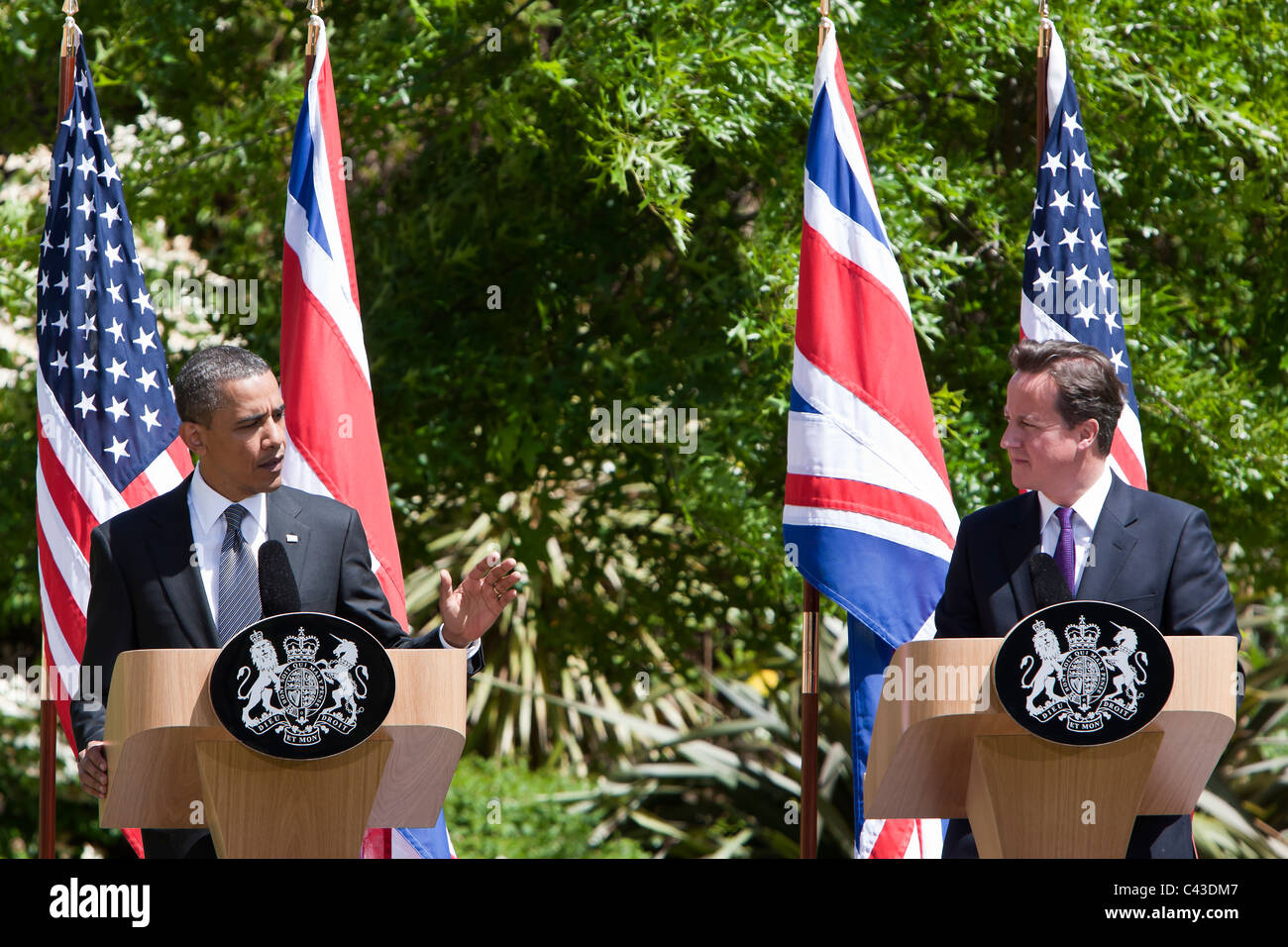 President Barack Obama and David Cameron Stock Photo