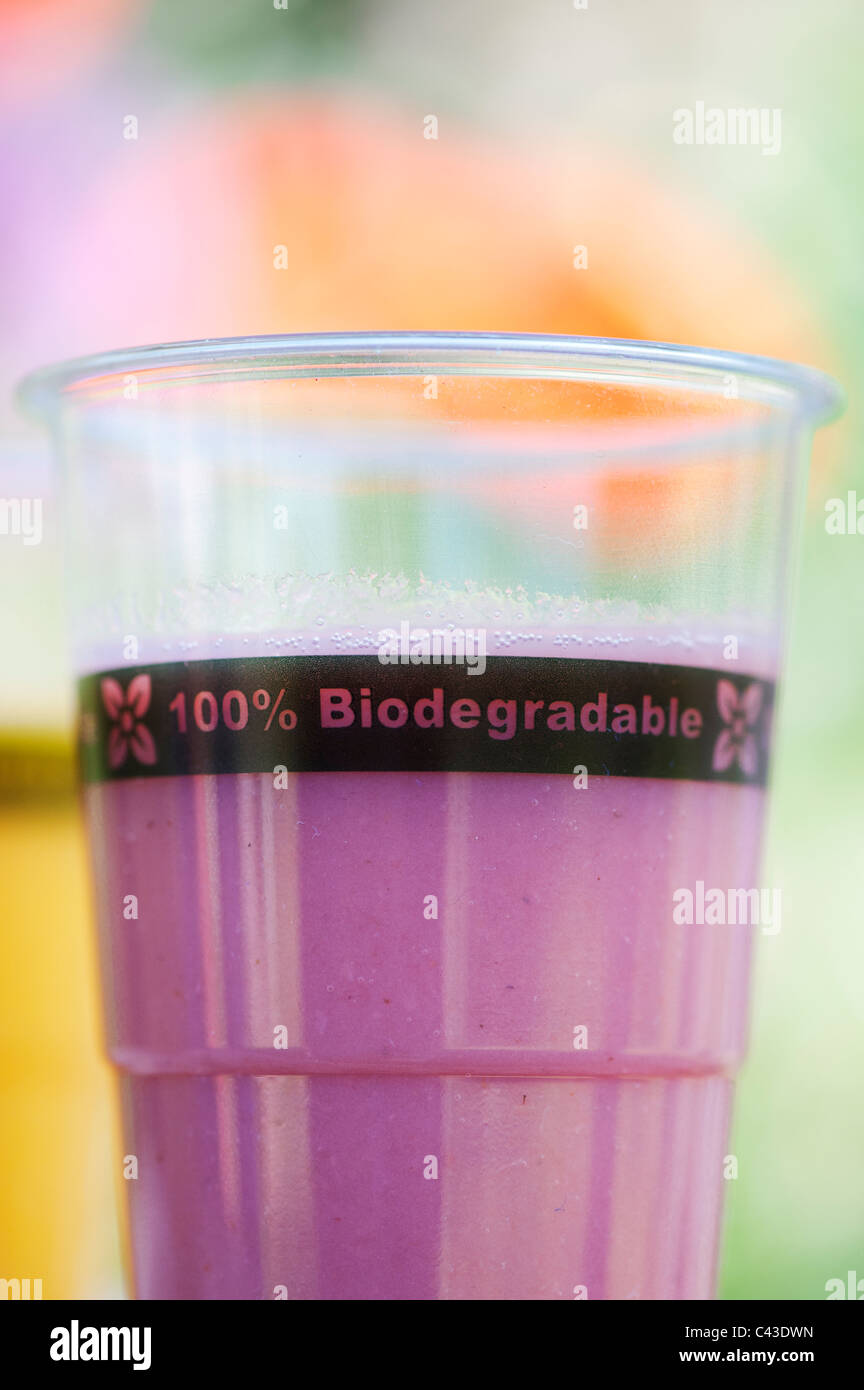 Biodegradable, Compostable plastic cups made from plant material filled