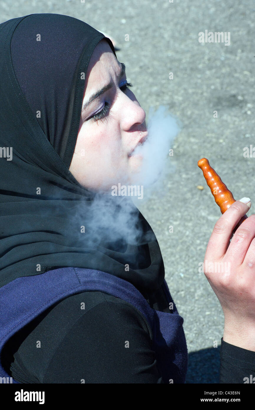 Smoking nargila Beirut Lebanon Stock Photo Alamy