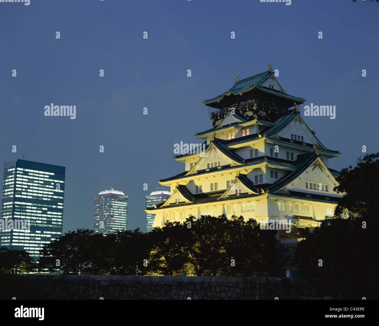 Asia Castle City Holiday Honshu Japan Landmark Night Osaka asia-castle-city-holiday-honshu-japan-landmark-night-osaka