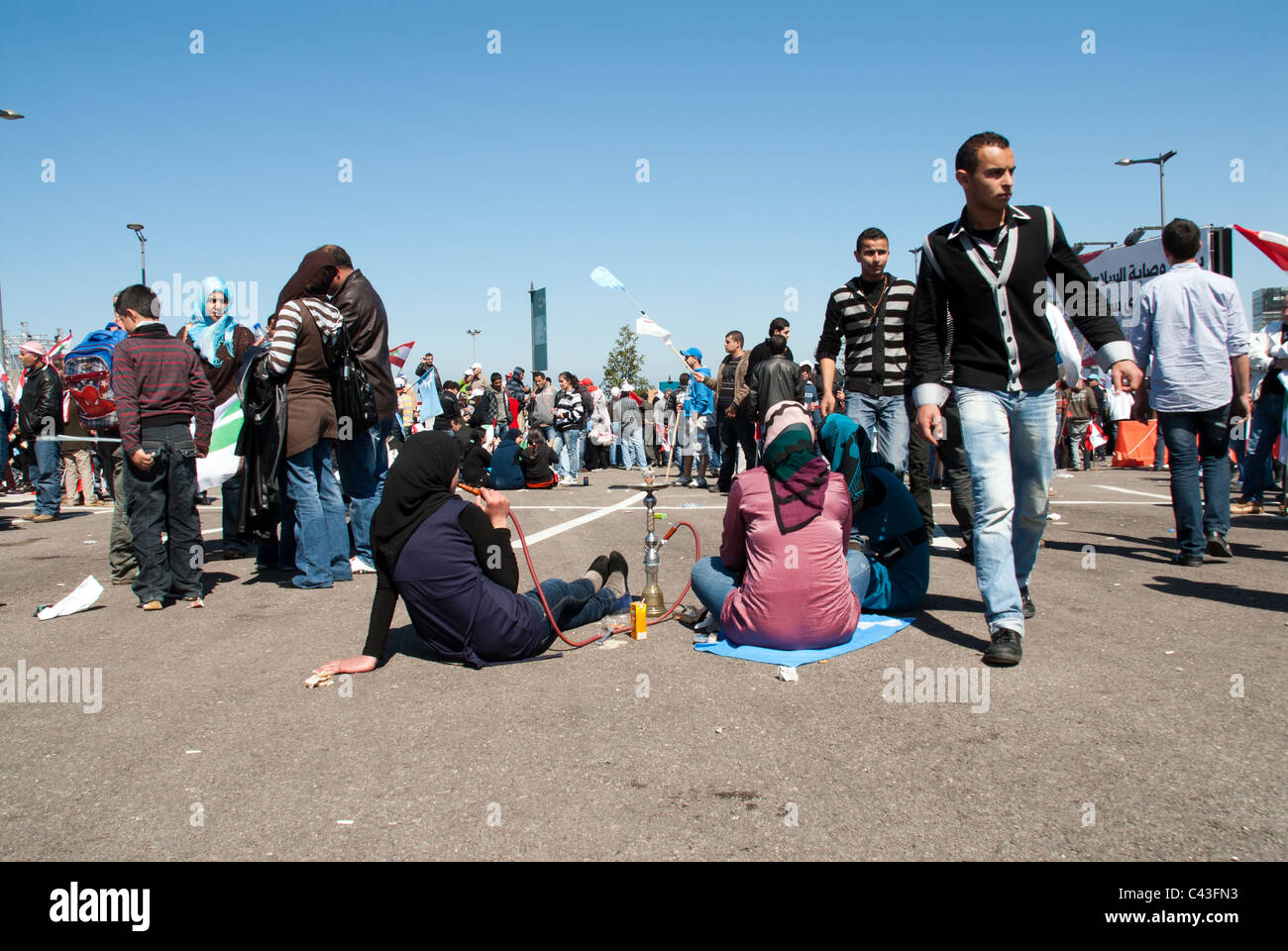 protester tacking place in the city center Beirut Lebanon Stock Photo