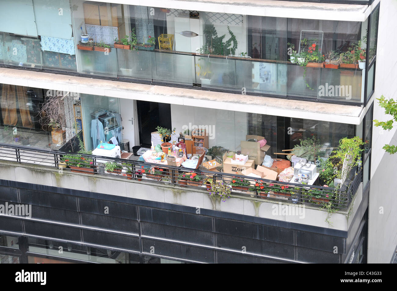 balcony apartment Paris France Stock Photo Alamy