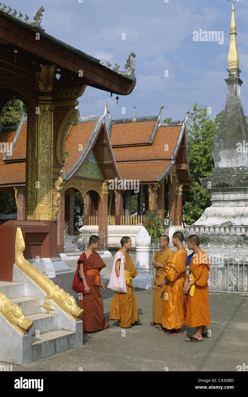 Heritage, Holiday, Landmark, Laos, Asia, Luang prabang, Monks, Novice, Saen, Tourism, Travel, Unesco, Vacation, Wat, World, Stock Photo