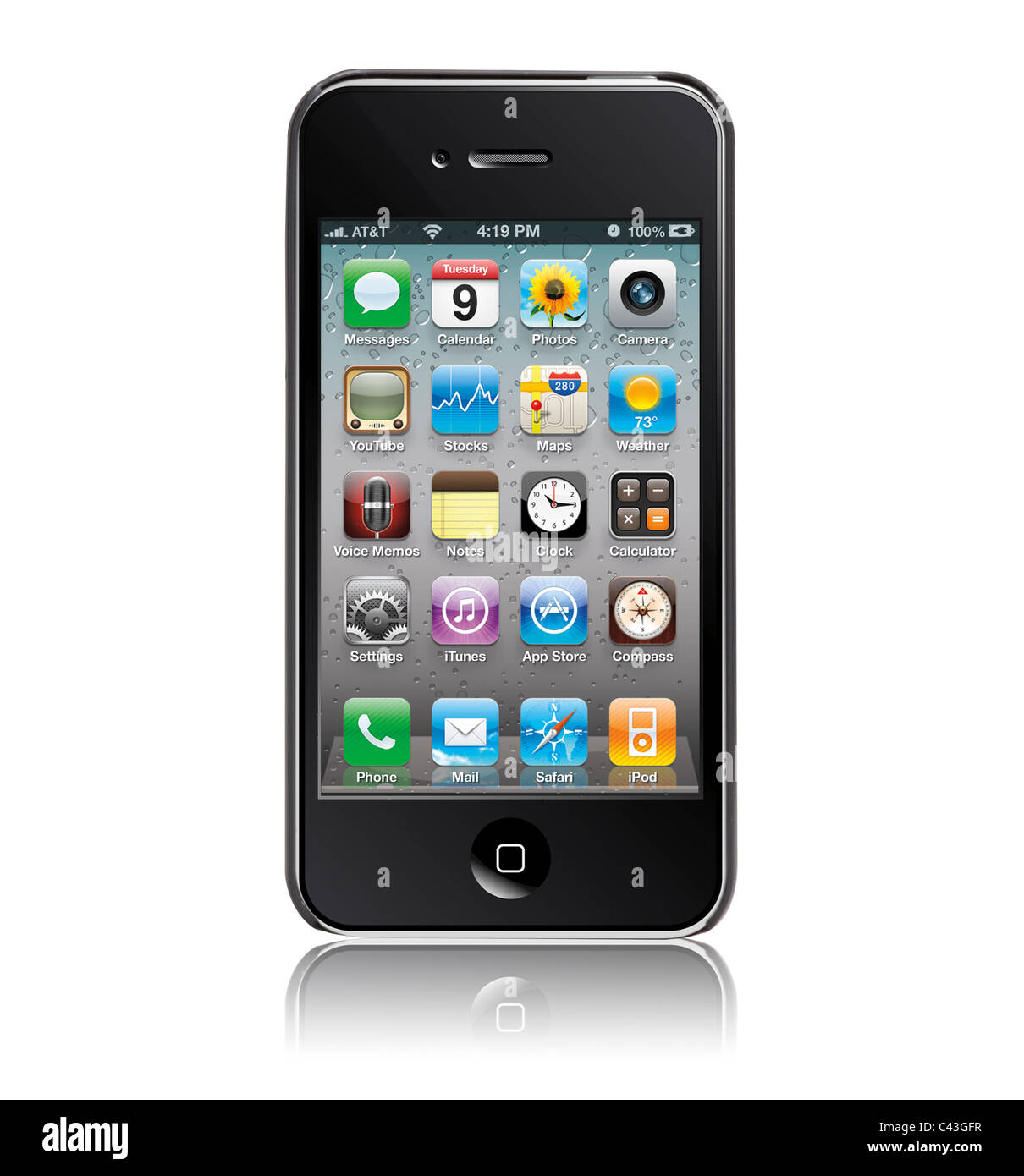 Apple iPhone 4 cut out on white background Stock Photo