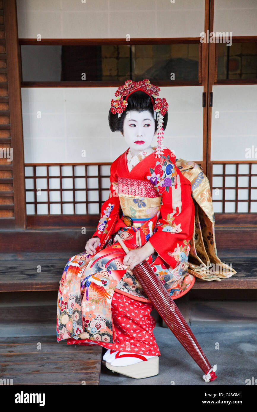 Asia, Japan, Honshu, Kyoto, Female, Woman, Women, Japanese Woman, Japanese Women, Asian Woman, Asian Women, Maiko, Maikos, Geish Stock Photo