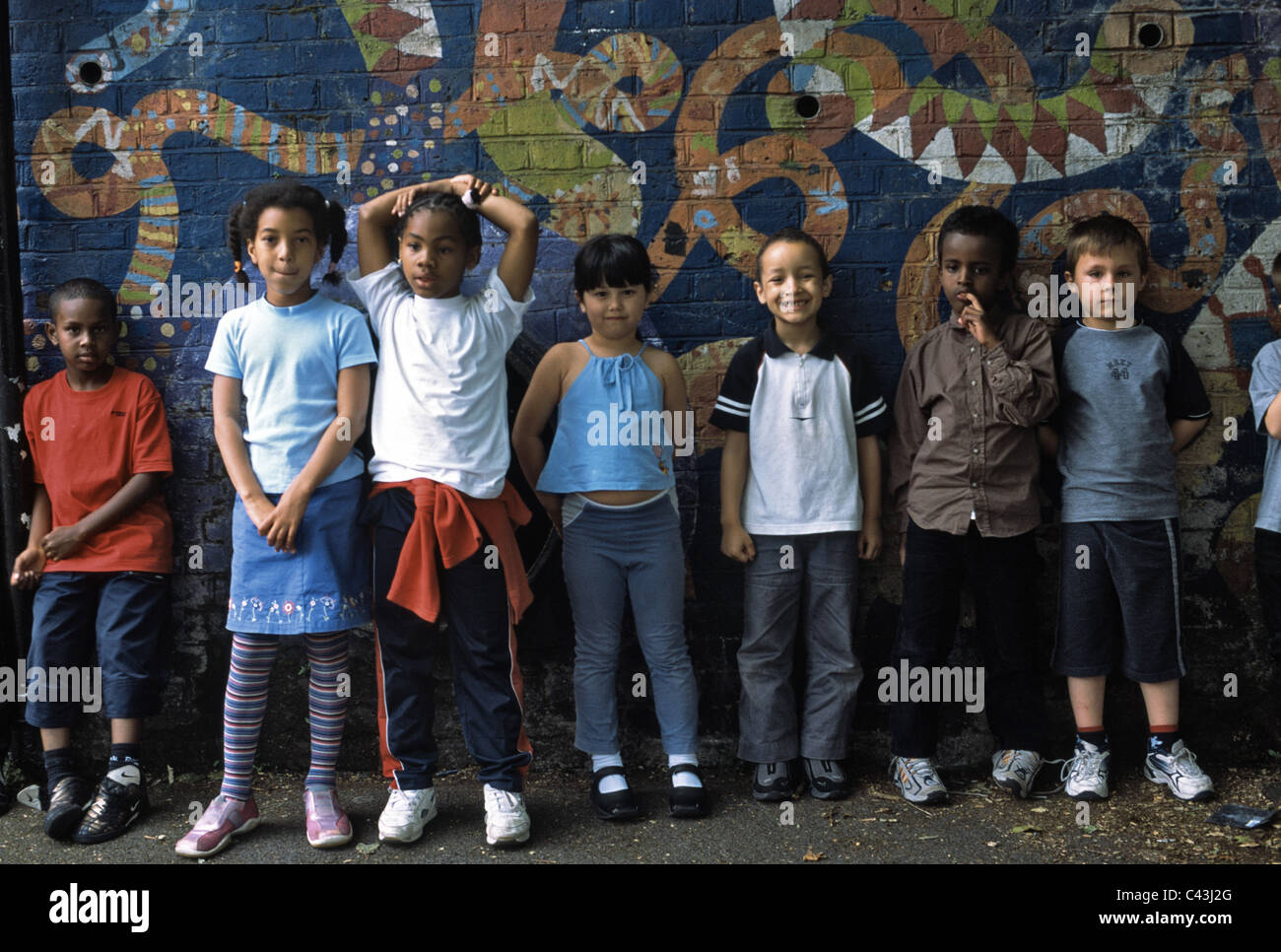 group of children standing in school playground Stock Photo - Alamy
