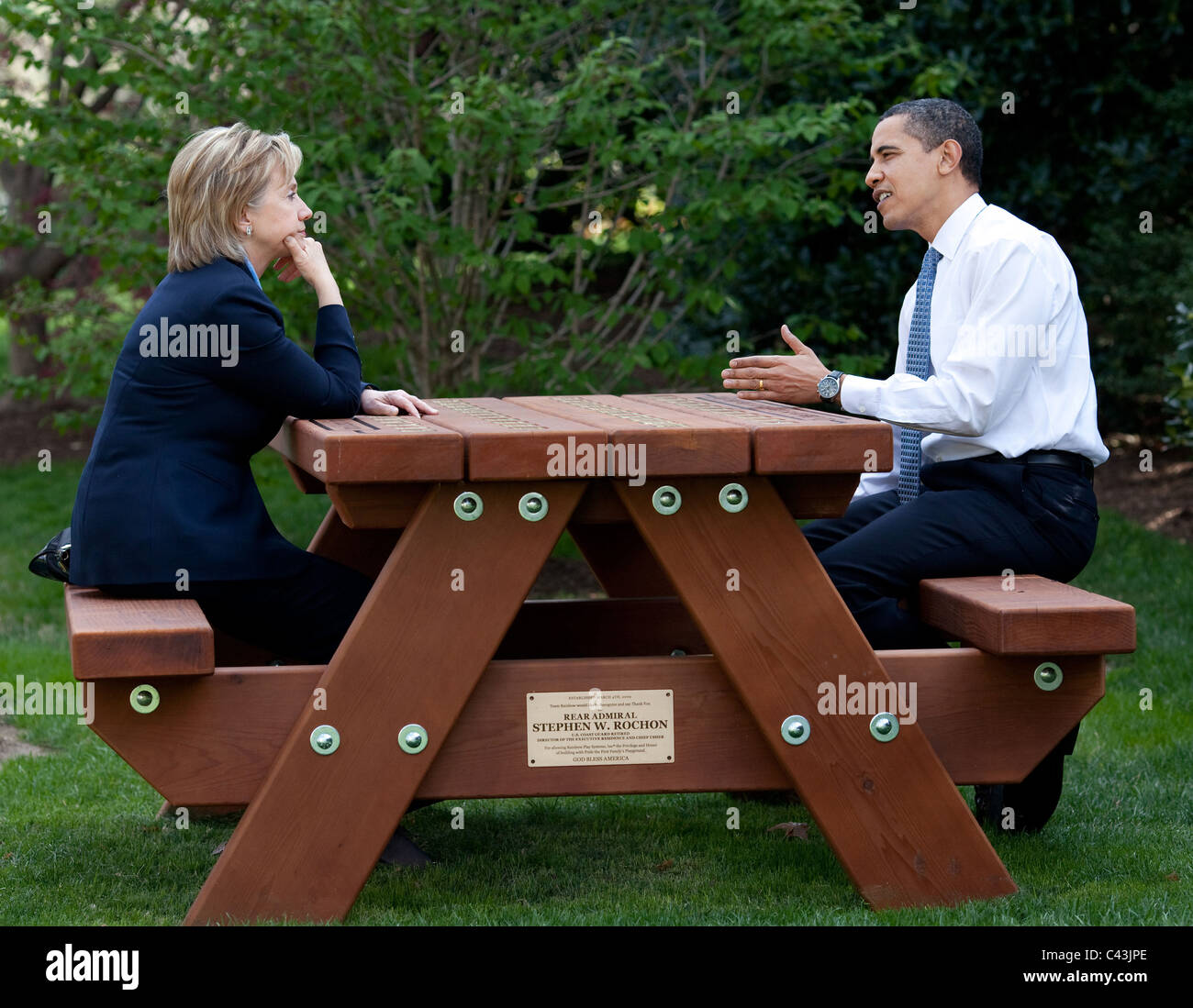 President Barack Obama and Secretary of State Hillary Rodham Clinton Stock Photo