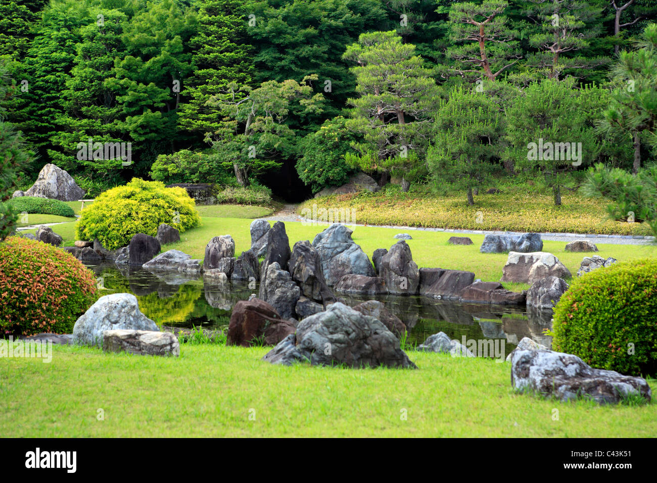 Asia, Asian, Far East, Japan, Japanese, travel destinations, Landscape, nature, Kyoto, Nijo castle, park, garden, design Stock Photo