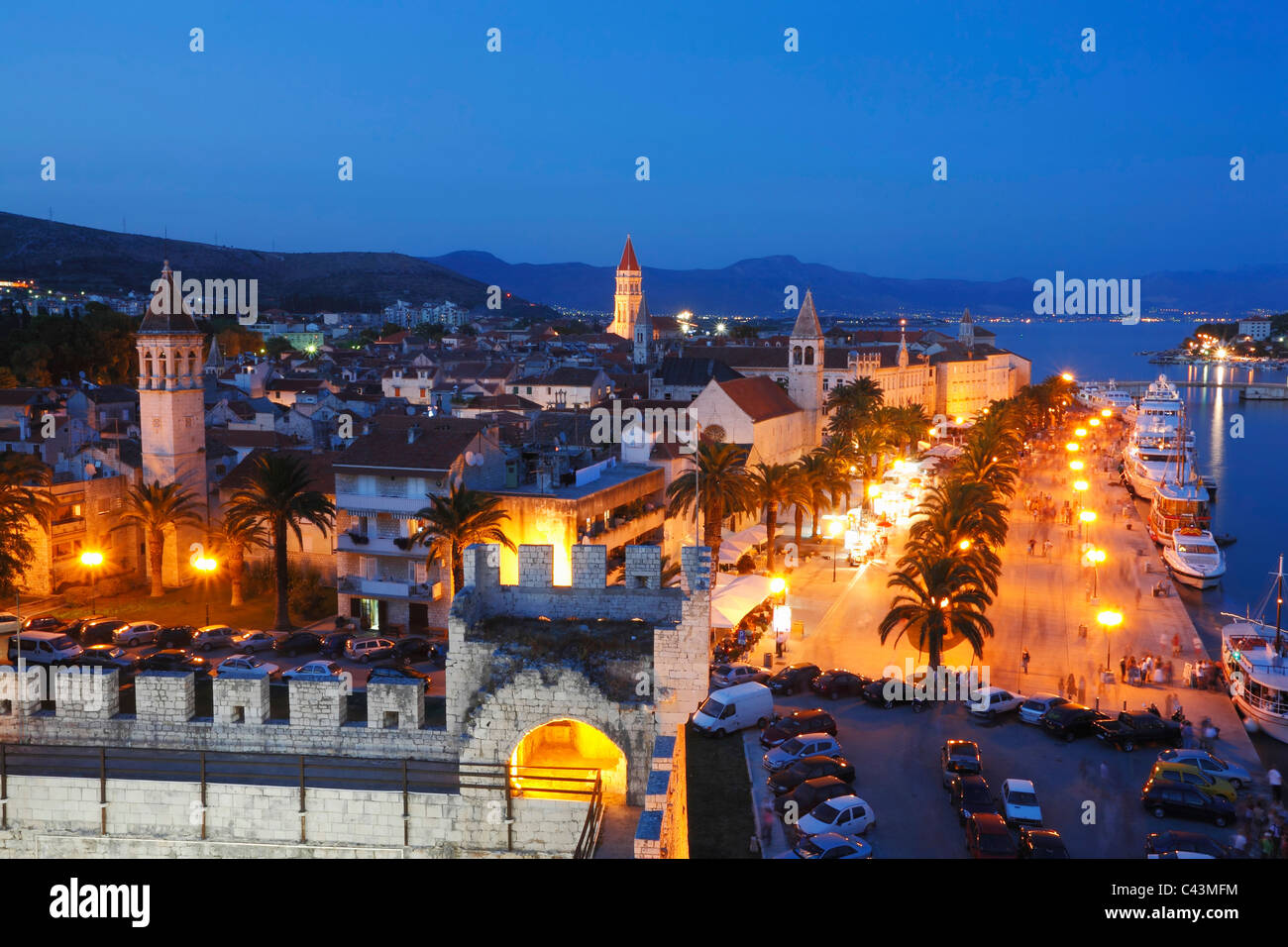 Trogir night skyline - Croatia Stock Photo