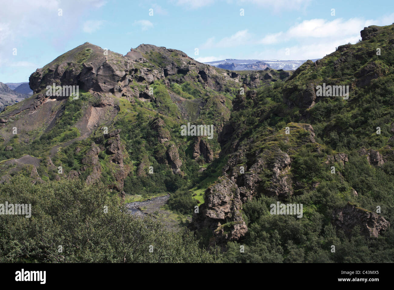 Iceland, volcano island, Europe, nature, scenery, landscape, Thorsmörk, highland, Markarfljot, mountains Stock Photo