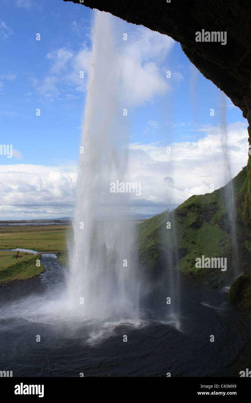 Iceland, volcano island, Europe, nature, scenery, landscape, waterfall, Seljalandsfoss Stock Photo