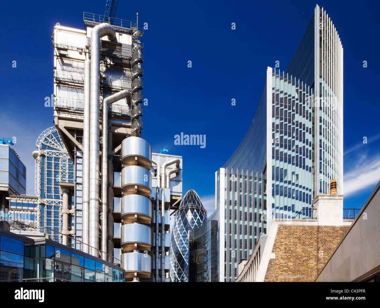 The Gherkin, Lloyds building, Willis building; The City; London; England Stock Photo