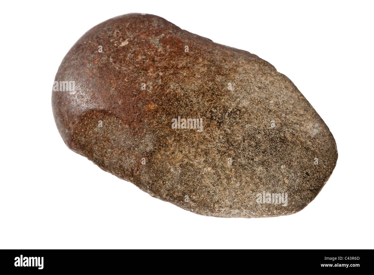 Stone age tool implement photographed against a pure white background. JMH4956 Stock Photo