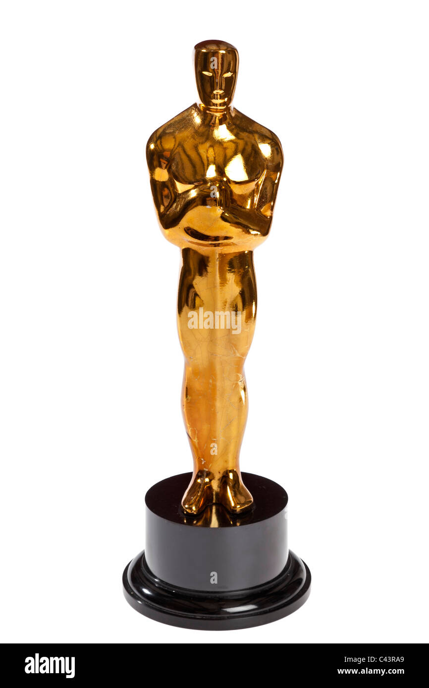 Statuette similar to an Oscar produced as a spoof prop for a satirical television programme JMH4964 Stock Photo