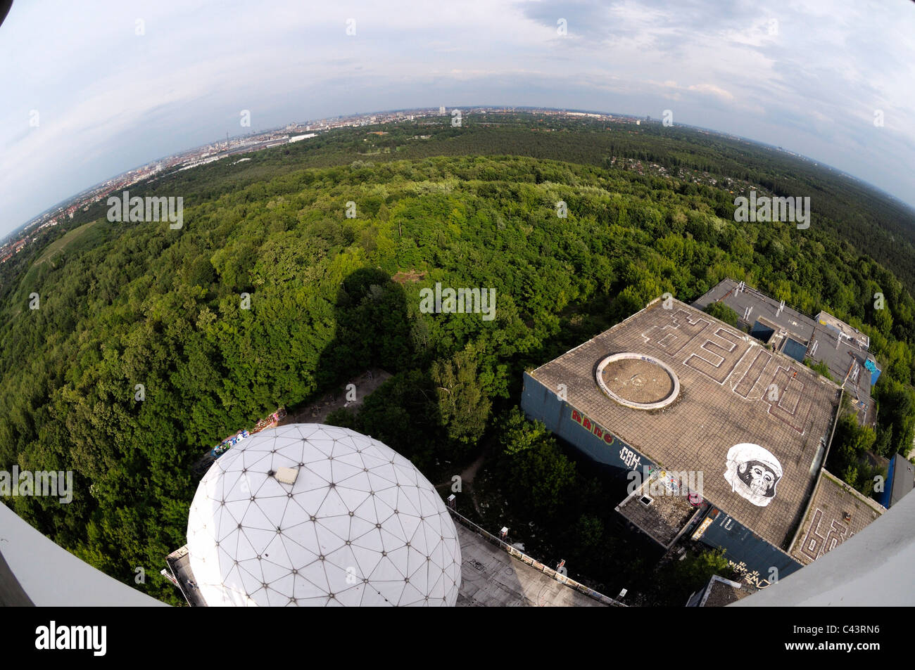 Teufelsberg is an abandoned radar station on the outskirts of Berlin, originally used for the Cold War, it is now abandoned. Stock Photo