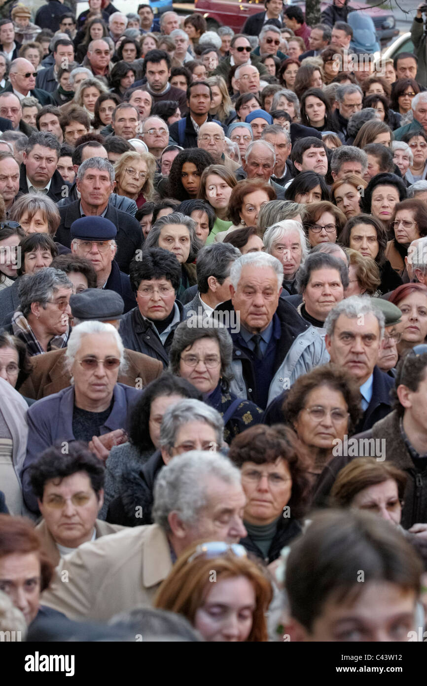 Crowd of mainly elderly people Stock Photo
